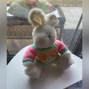 Dan Dee Collectors Choice Cute Plush Bunny with Colorful Sweater 10”